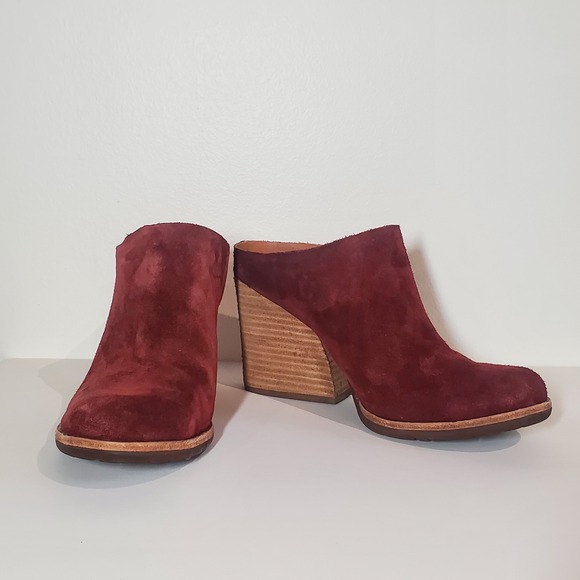 Kork-Ease Sudbury Clog - Wedge Heel - Dark Red Suede Size 8M - Picture 1 of 8